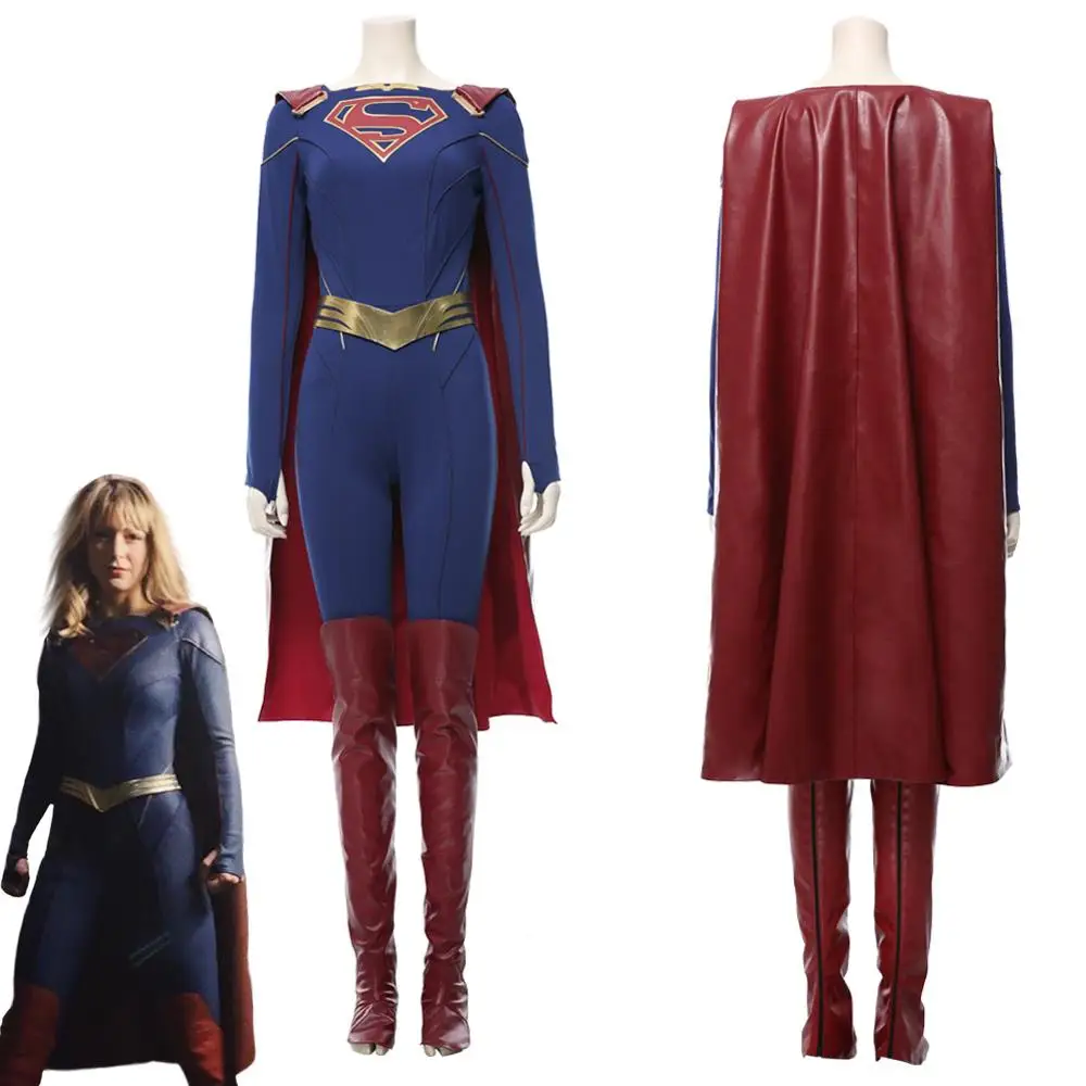 Supergirl Kara Zor-El Danvers Cosplay Costume With Cloak Belt Boot ...
