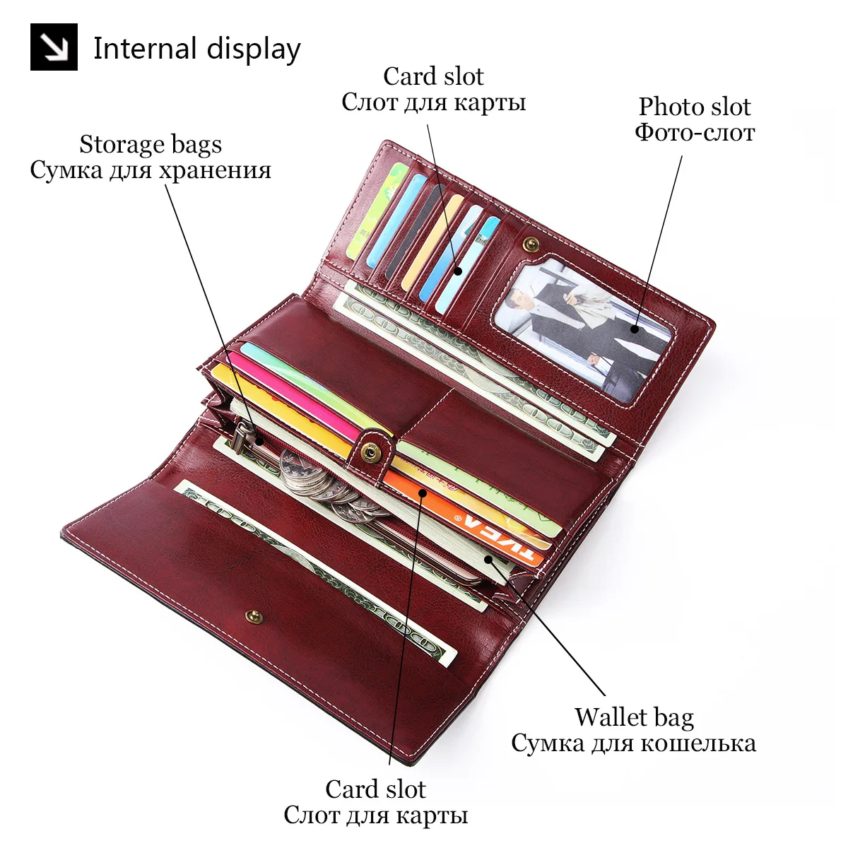 2022 Leather Women Wallets Name Engraving Genuine Leather Female Wallets Classic High Quality Fashion Photo Holder Women Purse