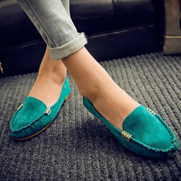 Женские мокасины на плоской подошве; яркие цвета; слипоны на плоской подошве; балетки на плоской подошве; удобная женская обувь; нескользящая обувь; большие размеры 35-42 - Цвет: Зеленый