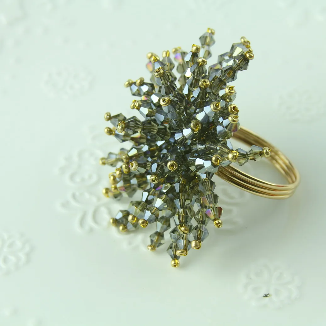 Frete grátis anel de guardanapo flor cristal atacado 4 pcs muitos cores
