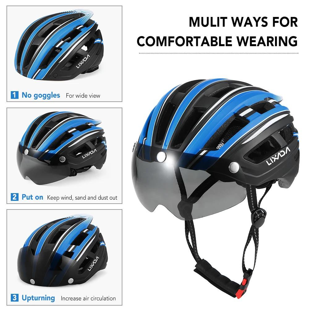 

Bicycle Helmet with Back Light Casco Ciclismo Bicicleta Mountain Bike Cycling Helmet Magnetic Visor UV for Men Women