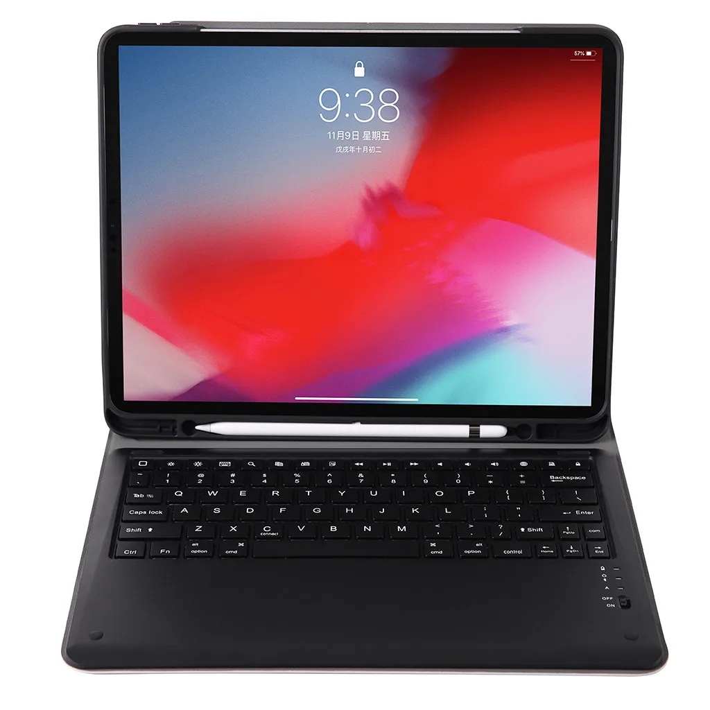 20% тонкий беспроводной Bluetooth клавиатура с карандашом держатель Чехол для iPad Pro 12,9 чехол+ слот для ручки Беспроводная Bluetooth клавиатура