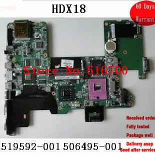 Материнская плата 519592-001 для ноутбука HP 506495-001 материнская HDX18 детали S478 31Ut7Mb0030 teste