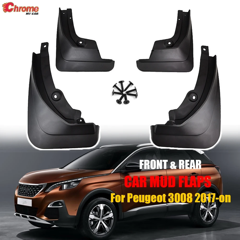 

Mud Flaps For Peugeot 3008 Mk2 GT 2017 -on 2018 2019 Mudflaps Mudguards Splash Guards Fender 4Pcs Front Rear Molded