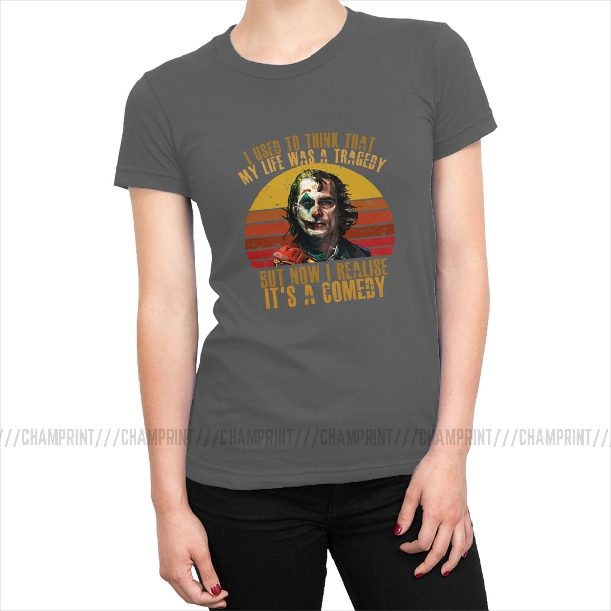 Joker My Life Is A Comedy футболки женские Хоакин Феникс футболка по мотивам фильма Топы Arthur Fleck футболка модная женская одежда - Цвет: Темно-серый