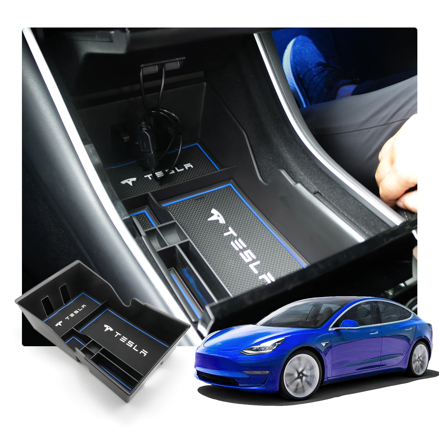 LFOTPP Автомобильная Центральная коробка для хранения для Tesla mode3 подлокотник центр коробка для хранения Контейнер внутренний Авто держатель для монет Чехол аксессуары