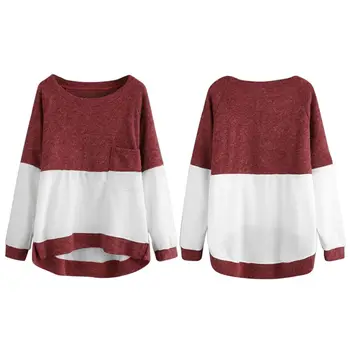 

2019 Women Knit Sweater Round Collar Casual Female Long Sleeve Tops Fashion Patchwork Pulloves