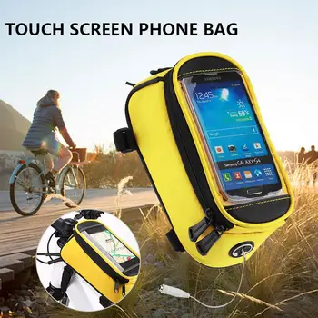 

Saddle Tube Bag Riding Bag Bicycle Bag 2 Size Cycling Frame Bike Waterproof Phone Holder Pouch Pannier Yellow