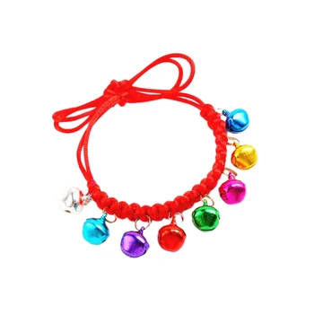 

10Pcs Hand Woven Colorful Bell Collar Small Dog Pet Dog Necklace Cat Jewelry Dog Bell