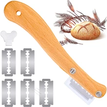 Coupe-pain manche en bois Lame, couteau à découper la pâte à pain avec lames remplaçables pour la fabrication du pain outils de cuisine