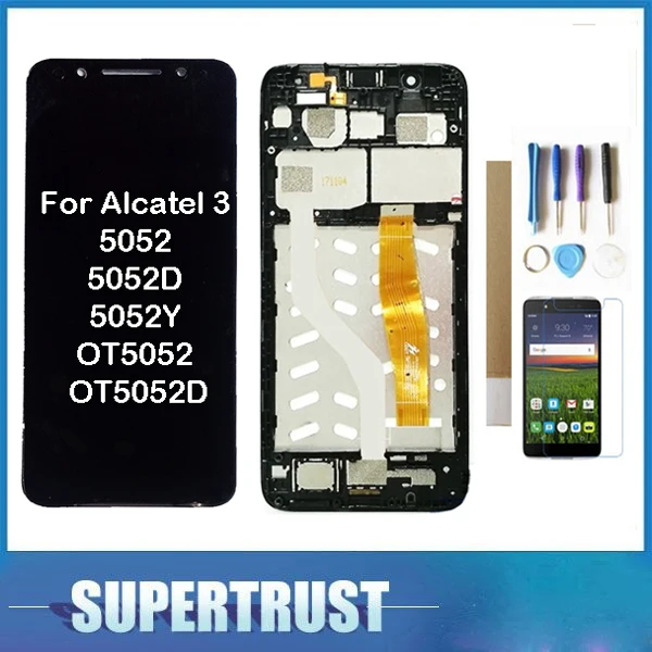 С рамкой для Alcatel 3 5052 5052D 5052Y OT5052 OT5052D ЖК дисплей сенсорный экран в сборе черный