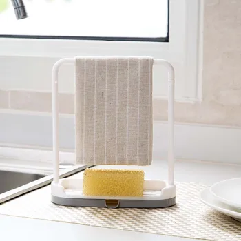 

New Towel Sponge Soap Holder Drain Storage Rack Shelf Rag Dishcloth Hanging Rack Kitchen Bathroom Sink Desktop Organizer