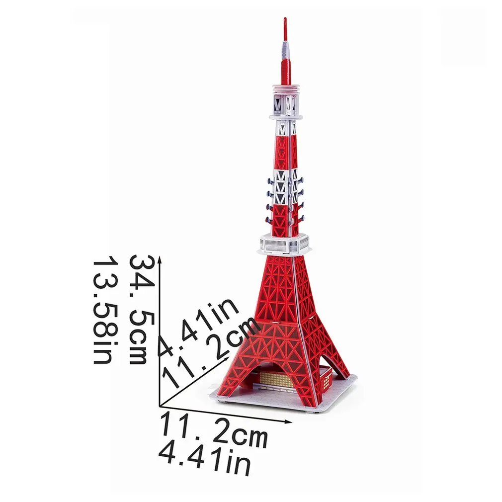 Мини Волшебный мир архитектура Эйфелева башня Статуя Свободы карты бумаги 3d головоломки строительные модели развивающие игрушки для детей - Цвет: Tokyo Tower