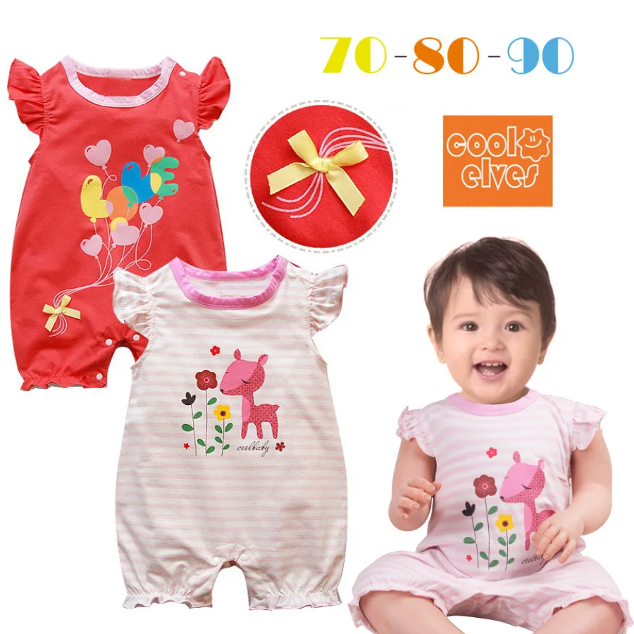 

Summer Export Japan Balloon Deer Short Sleeve Fly Sleeve Romper Baby Onesie Crawling Clothes Cotton-padded Clothes