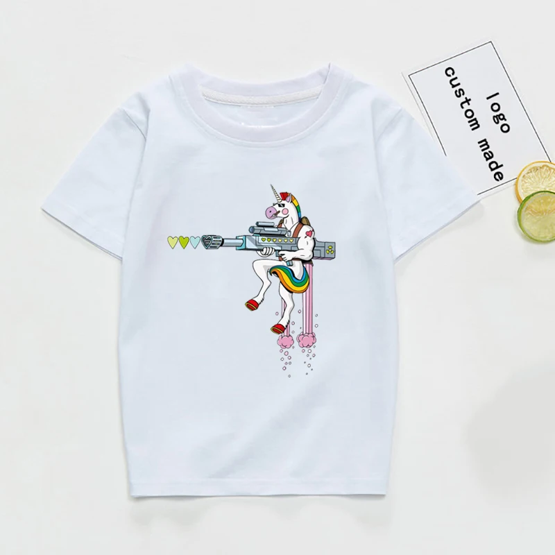 Camiseta/футболка с изображением солдата любви одежда для мальчиков хлопковые топы с единорогом для маленьких мальчиков детская летняя белая футболка для малышей