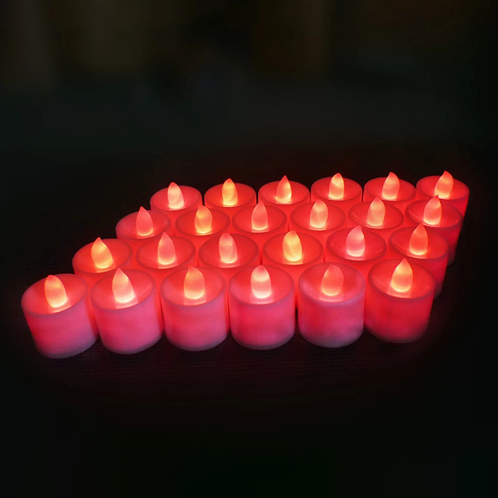 24Pcs Harmless LED Candle Lamp Light Flameless Battery Powered Candles Tea Light Multicolor Candle Lamp Home Party Decoration