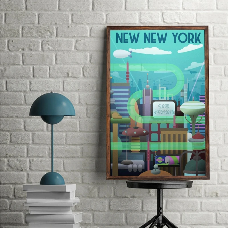 Futurama - New New York Travel Canvas Painting Wall Decor