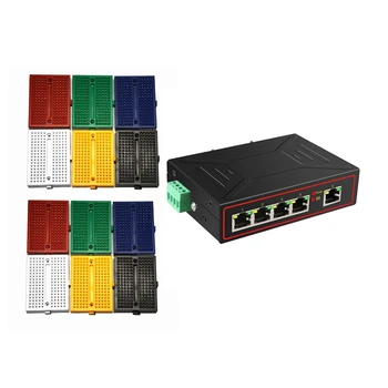 

12Packs 170 Points Mini Small Solderless Breadboard & 1 Pcs 5 Ports Case Ethernet Switch Network Switch
