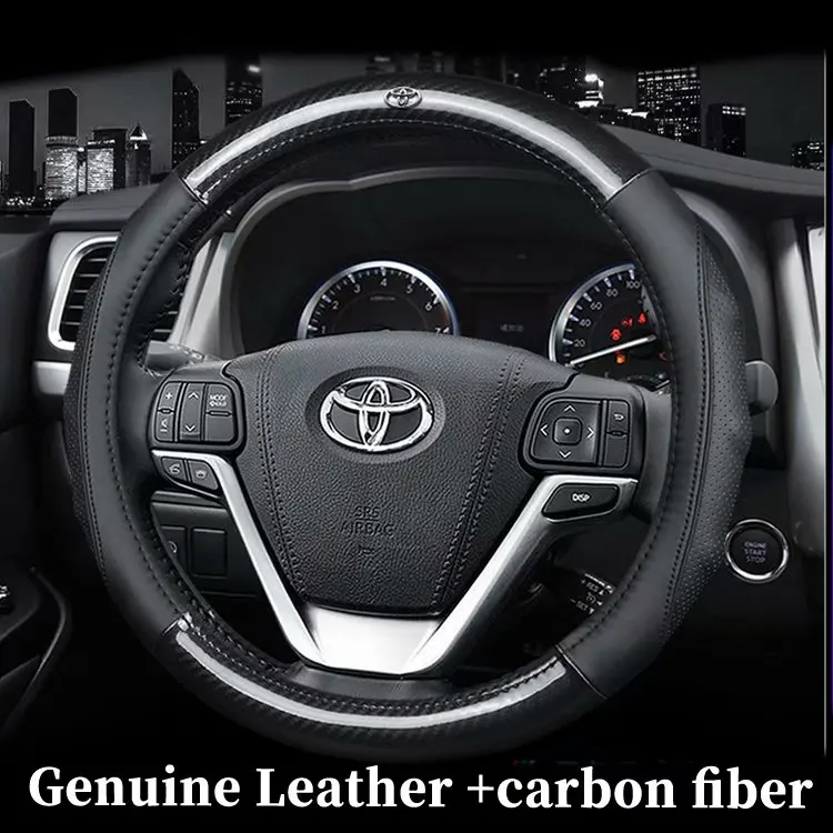 Car Genuine Leather Steering Wheel Covers for Toyota Camry Corolla Axio Altis Rav4 4Runner C-HR Fortuner Harrier Highlander