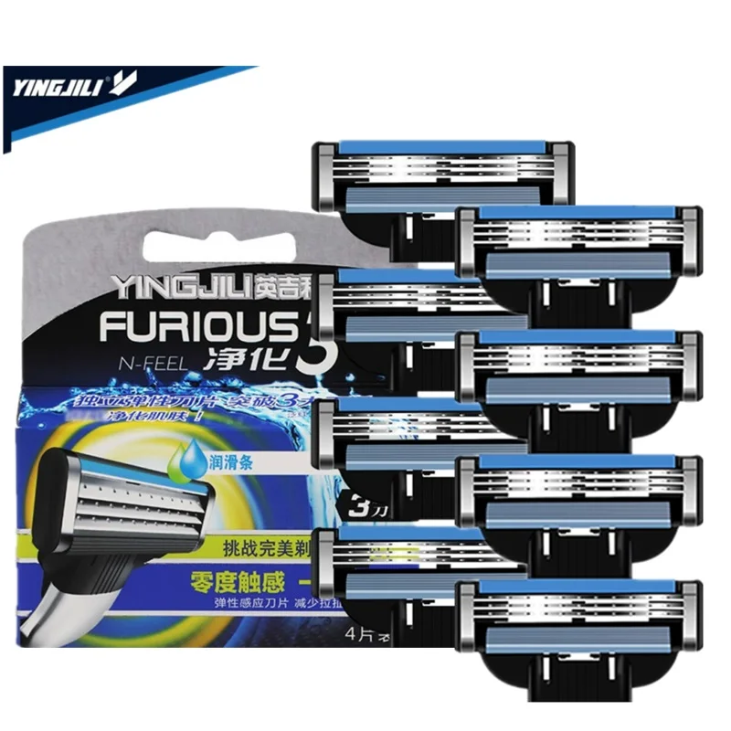 

TFLYSHAVE Manual Men Shaver Razor Blade 3 Layer Shaving Razor Straight Razor For Men Manual 8pcs/lot