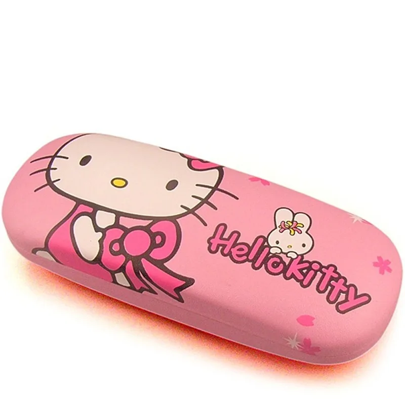 

Pink KT Cat Girl Myopia Glasses Case Fashion Pink Hello Kitty Students Are Portable Glasses Box Ladies' Eyeglasses Cases