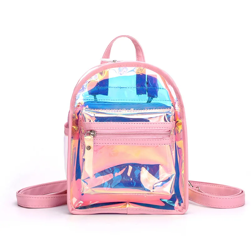 Летняя Прозрачная голограмма Радужный ПВХ Радужный голографический рюкзак женская повседневная сумка