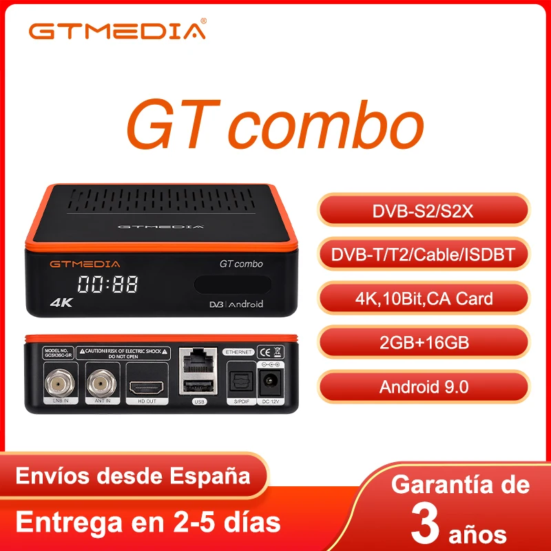 GTMEDIA GT Combo 4K 8K Android Smart TV BOX 4：2：2 DVB-S2 T2 Cable 2G+16G Satellite Receiver Ccam Built In Wifi Ship From Spain 1