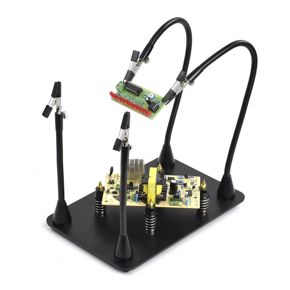 soldering stations NEWACALOX Helping Hands Third Hand Soldering Station for PCB Holder 4 Flexible Magnetic Arms with 3X LED Magnifier Welding Tool electric welding