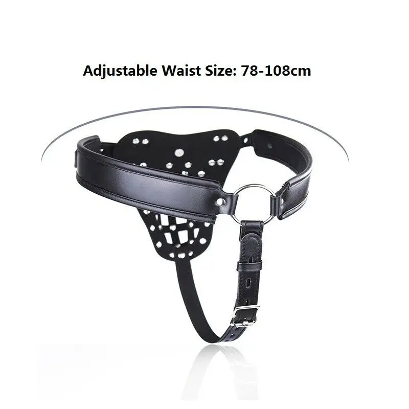 Men PU Leather Lockdown Penis Cage Knickers Chastity Underwear G-String Under Pants Fetish