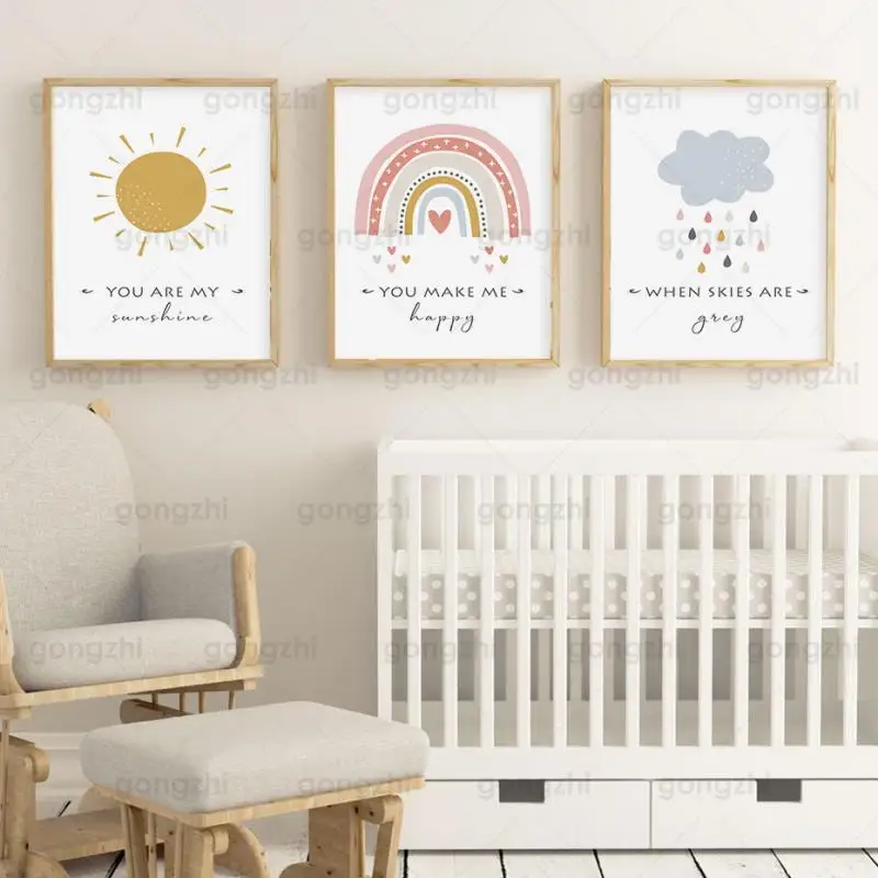 

Nordic Fresh Minimalist Rainbow Sun Abstract Sunshine Frameless Printing Waterproof Ink Canvas Home Decoration Poster