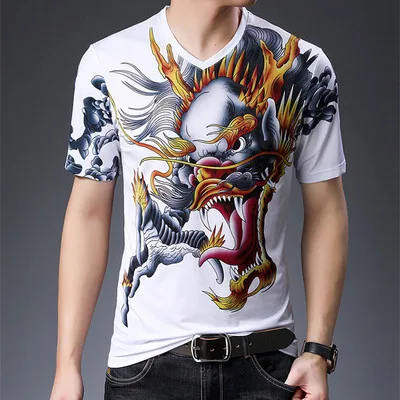 Китайский стиль, креативный 3D принт с белым тигром, модная футболка с коротким рукавом, летняя Новинка, качественная Мягкая дышащая футболка для мужчин - Цвет: as picture