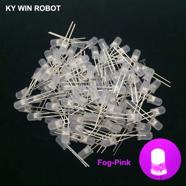 100pcs 5mm LED Diode 5 mm Assorted Kit White Green Red Blue Yellow Orange Pink Purple Warm white DIY Light Emitting Diode 100pcs Fog-Pink