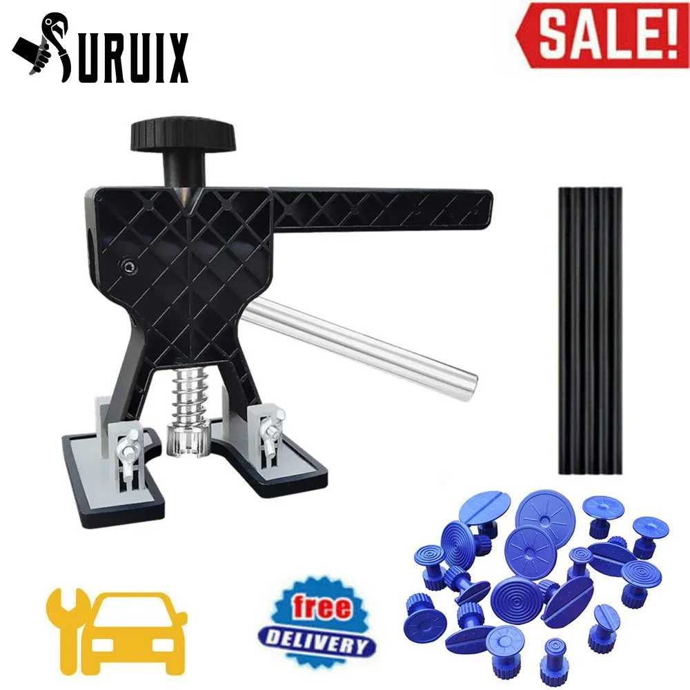 Furuix CAR REPAIR TOOLS Car Dent Puller Tools Paintless Dent Repair Dint Hail Damage Remover Puller Lifter 18 Tab Tool Kit