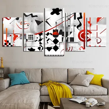 

Abstract Series Irregular Black Color Block Elements Living Room Canvas Painting Home Decoration Decorative Painting Five-Piece