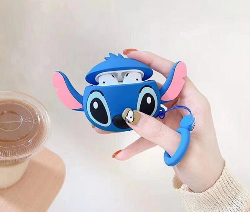 Мягкий силиконовый чехол-гарнитура Alien stitch для AirPods 1/2, чехол для зарядки наушников с крючком
