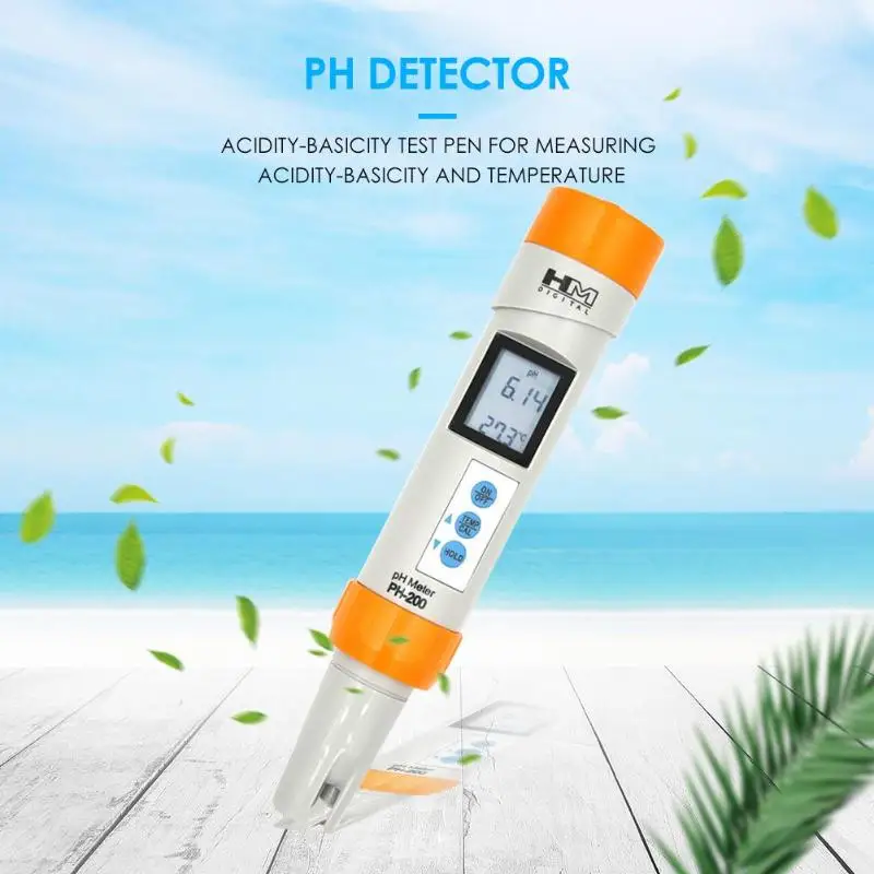 HM PH-200 ЖК-дисплей цифровой дисплей Водонепроницаемый температура рН-метр детектор качество воды монитор ручка ЖК-цифровой детектор ручка