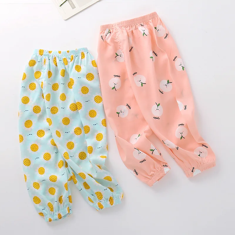 

Children Summer Anti Mosquito Pants Lantern Pants Girls BOY'S Loose-Fit Air Conditioner Pants Sand Trousers Bourette Thin