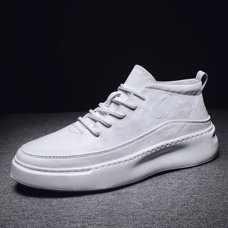 

2019 Men Leather Shoes Genuine Leather Spring Autumn Casual Shoe Male Sneakers White Fashion Walking Footwear chaussure homme