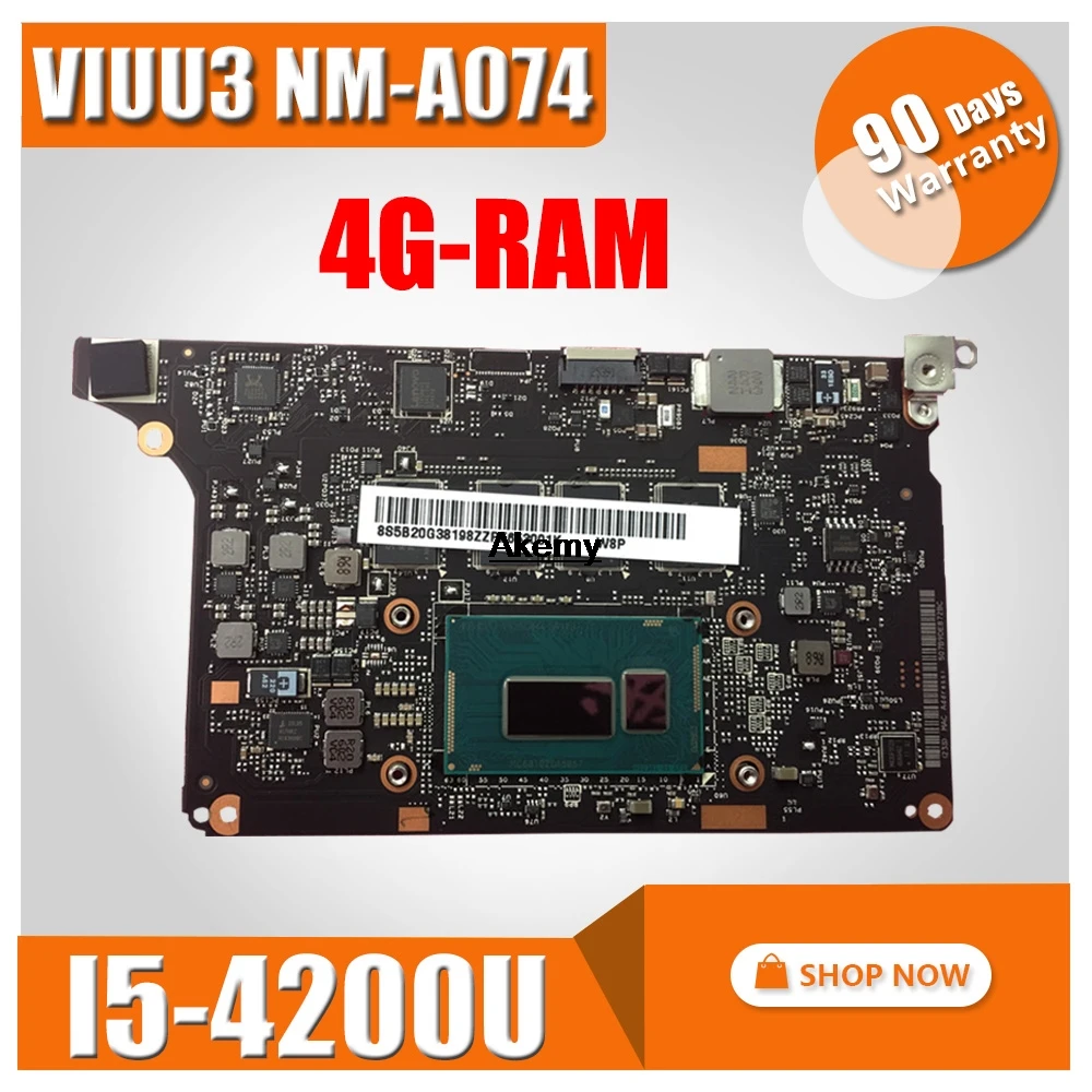 

VIUU3 NM-A074 Laptop motherboard for Lenovo YOGA2 Pro Test original mainboard 4G-RAM I5-4200U