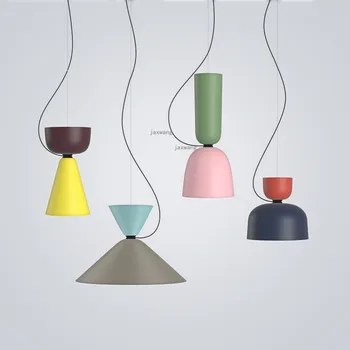 

Modern Decor LED Lustre Chandelier Lighting Dining Room Macaron Color Creative Pendant Lamp Lights Loft Hanging Lamps Luminaire
