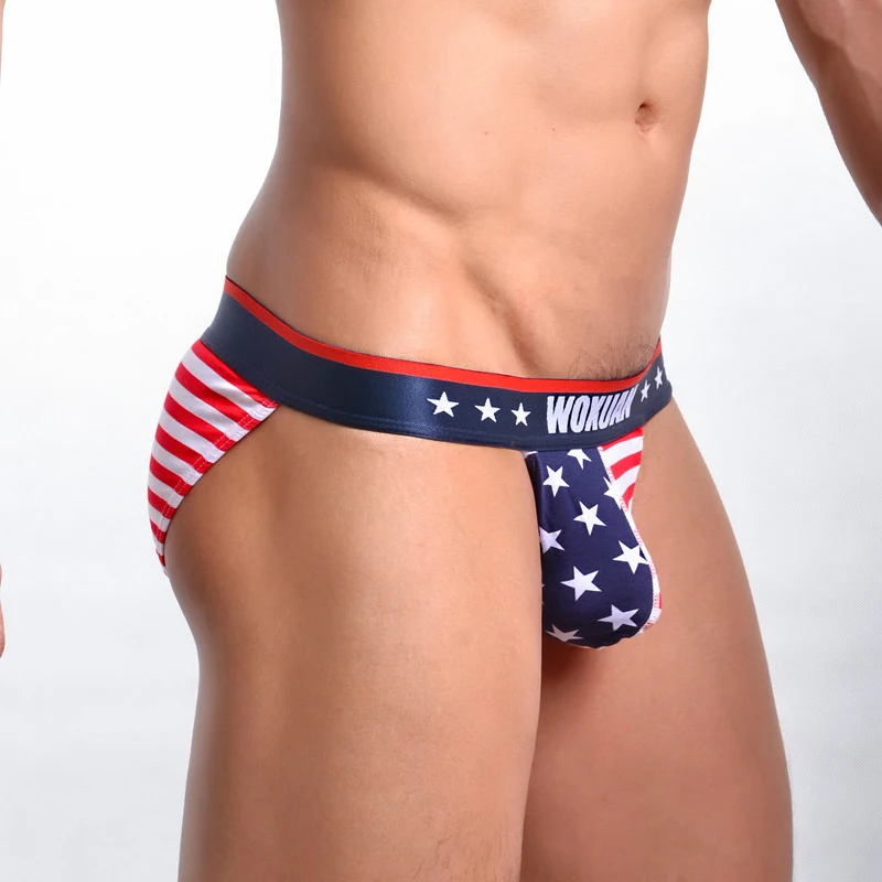 Размер XL, американский флаг, сексуальные мужские трусы, полосатые, со звездами, гей, нижнее белье, с принтом, мужские трусы, бикини, мужские, выпуклые, с мешочком для пениса, трусы