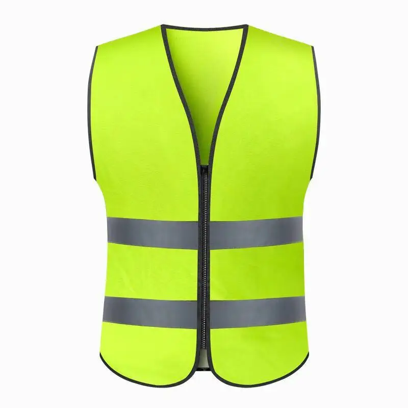 High Visibility Zipper Front Safety Vest With Reflective Strips Bicycle and Motorcycle Riding Safety Clothing Multi-Pockets industrial safety hand gloves