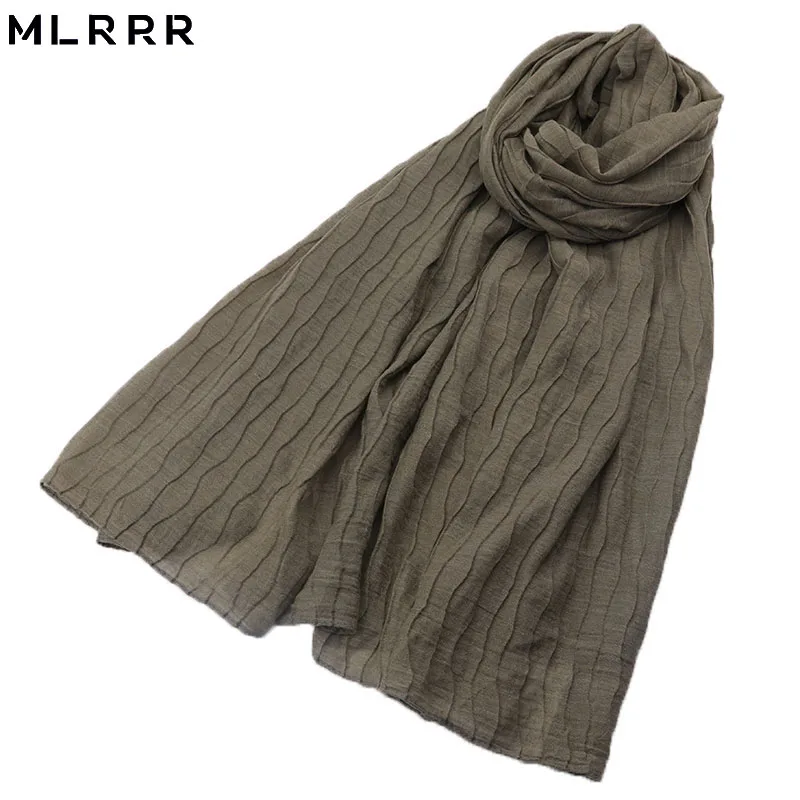 

MLRRR new fashion wave pattern fold style female models long army green scarf travel holiday big shawl