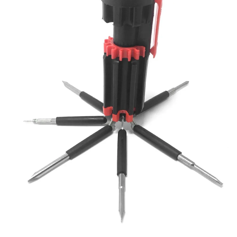 Multi-function 8-in-1 Screwdriver Toolkit with LED Torch Flashlight Outdoor Survival Handy Tool for Camping Hiking Travel