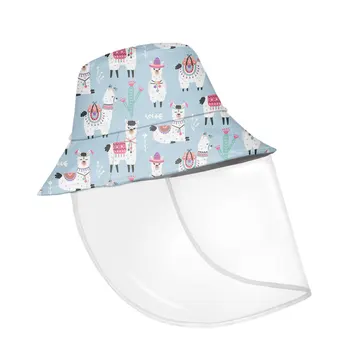 

Cartoon Alpaca Pattern Casual Hat with Face Protect Cover Removable Portable Women Going Outing Polyester Caps Custom Design