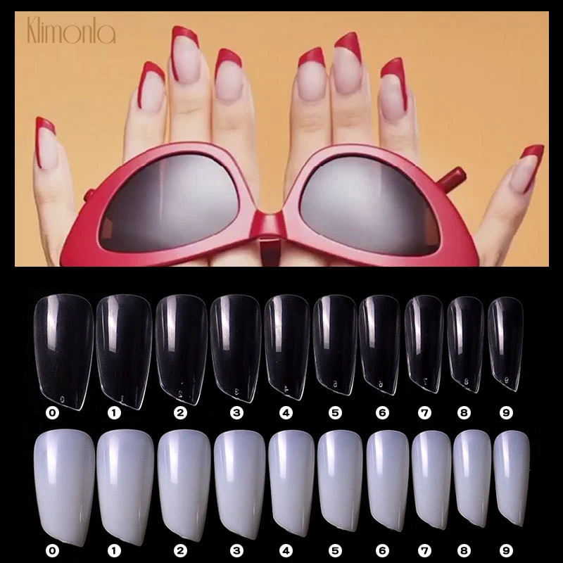 

New 500pcs Professional Fake Nail Ballerina Coffin Tilt Square Lipstick Shape Full Cover French Acrylic False Nail Tips 10 Siz