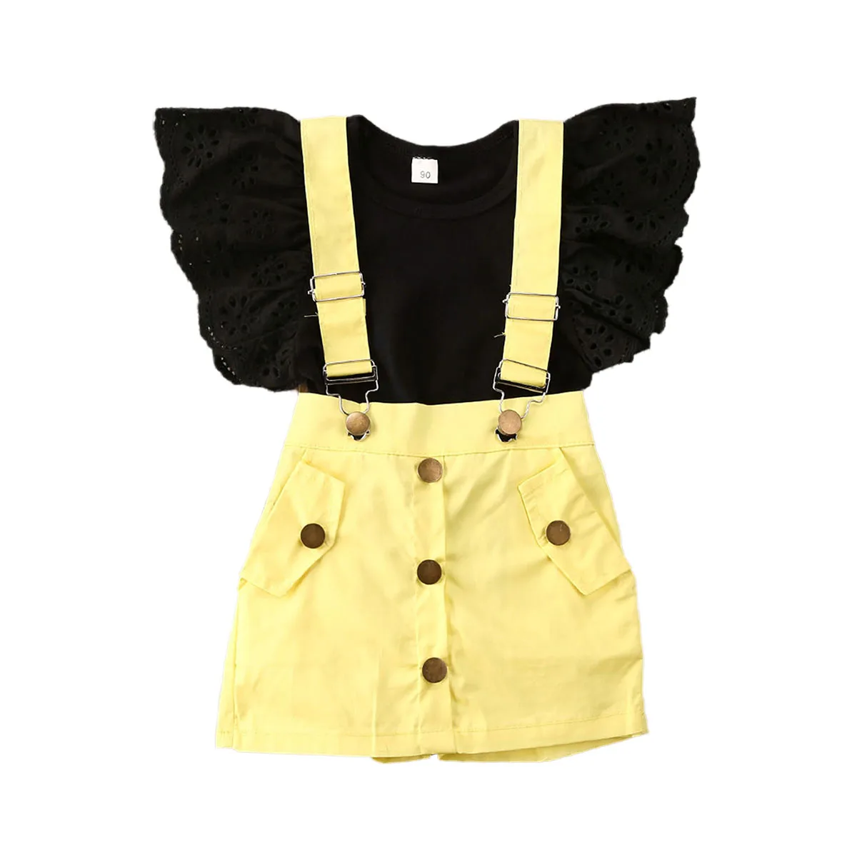 black and yellow bib overalls