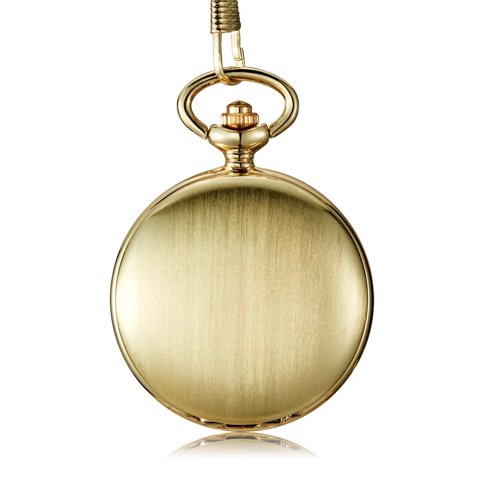 Золотые карманные часы винтажные кварцевые карманные и брелоки часы цепочка ожерелье серебряные часы для подарков - Цвет: Gold