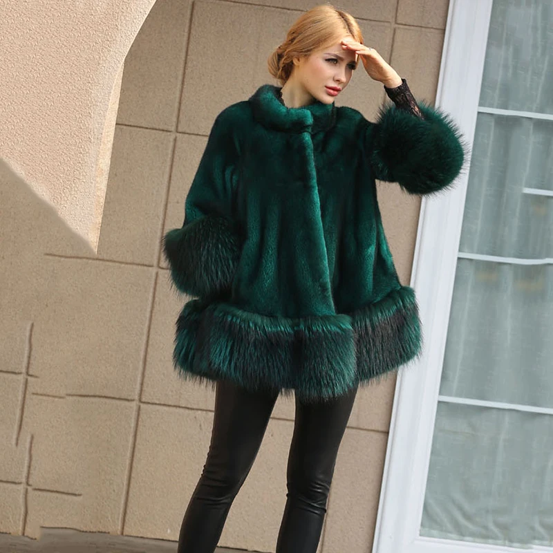 Ftangaiur зимняя импортная Вельветовая норковая шуба с коротким рукавом, светильник из норки, женская шуба из натурального меха норки