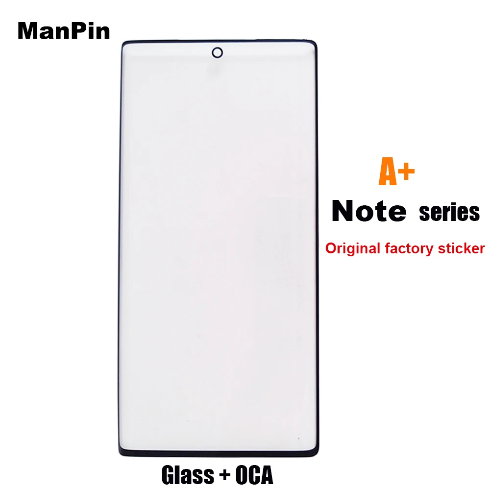 

10Pcs/Lot LCD Screen Glass With OCA Film Original Factory Adhesive For Samsung Note10 Plus 9 8 Touch Display Front Panel Replace
